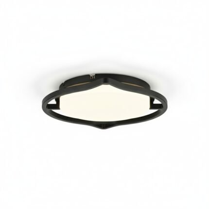 omvalix Modern LED Flush Mount Ceiling Light, Dimmable Black Metal Fixture